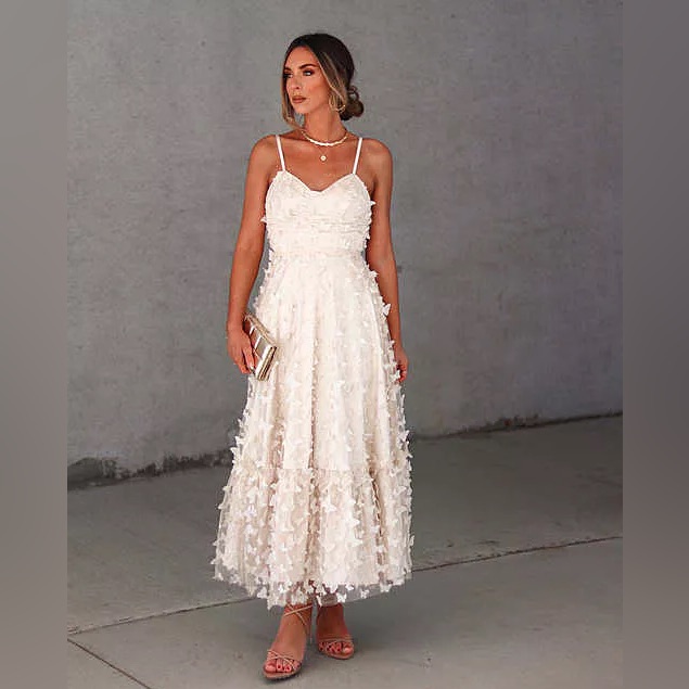 Vici La Butterfly Lace Up Back Bustier Midi Dress Nwt